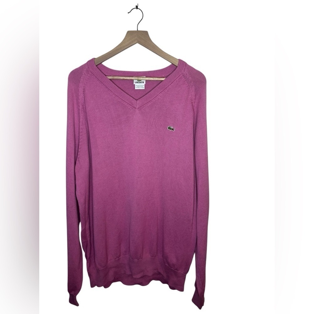 Lacoste V-Neck Sweater Size 9 Pink